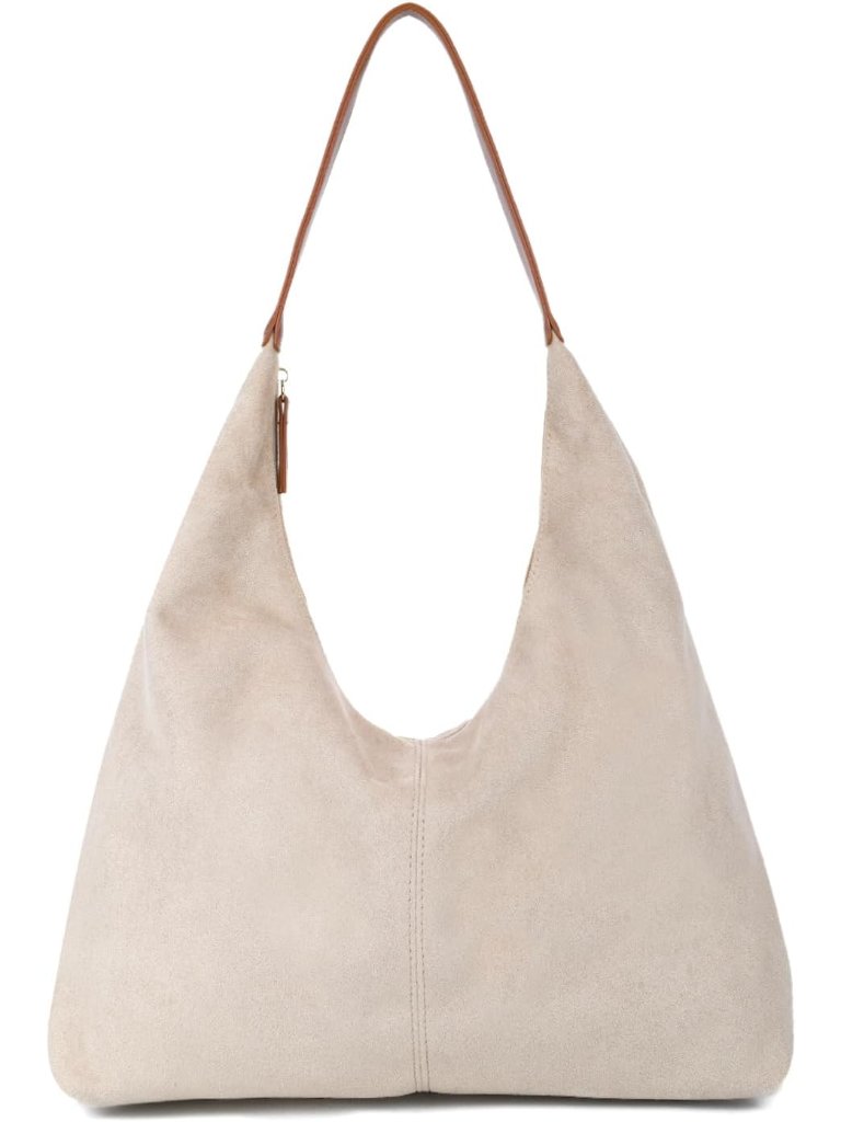 Suede Slouchy Bag For Women Large Suede Hobo Shoulder Bag Vegan Leather Crescent